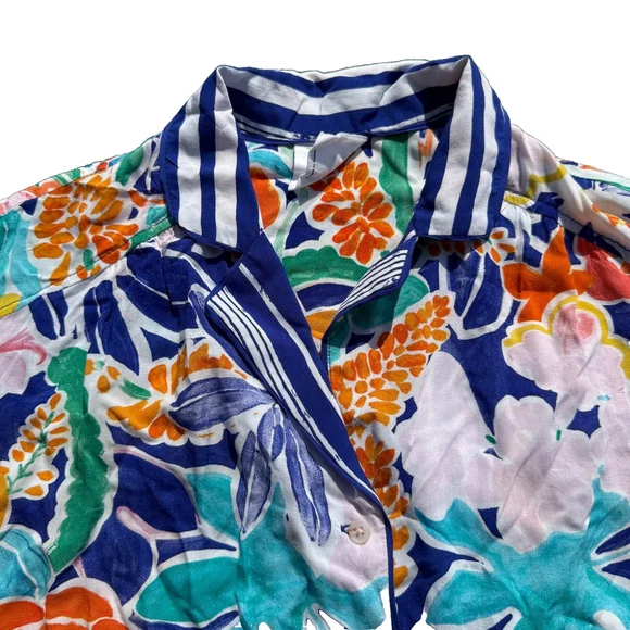 The Art of Anthropologie Sisters Gulassa Floral Striped Button Up Top Blouse A5 - Picture 2 of 3